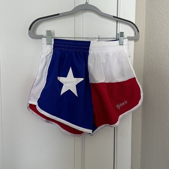 NWT Tyler’s Texas Flag Shorts Women’s Racer Running Austin TX size Small - Picture 1 of 6